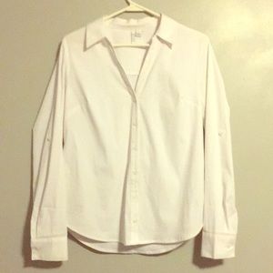 ELLE size S Polyester White Dress Shirt